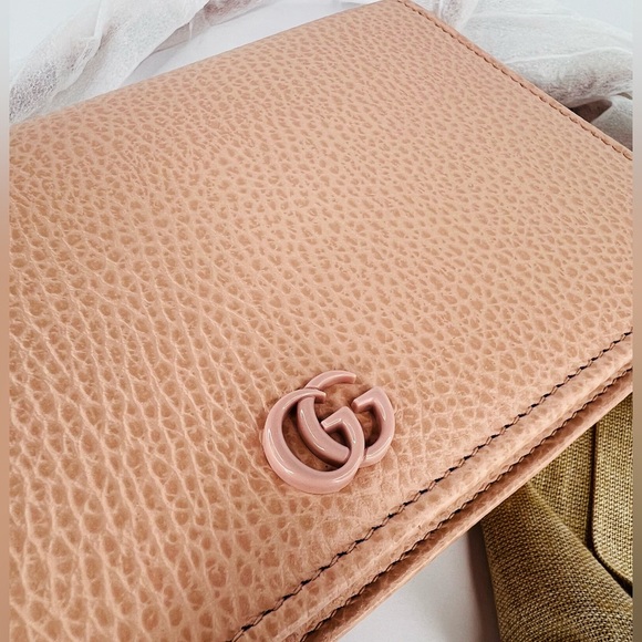 GUCCI Dollar Marmont Calfskin Enamel Logo Mini G Perfect Pink Wallet Chain Bag - Picture 8 of 16